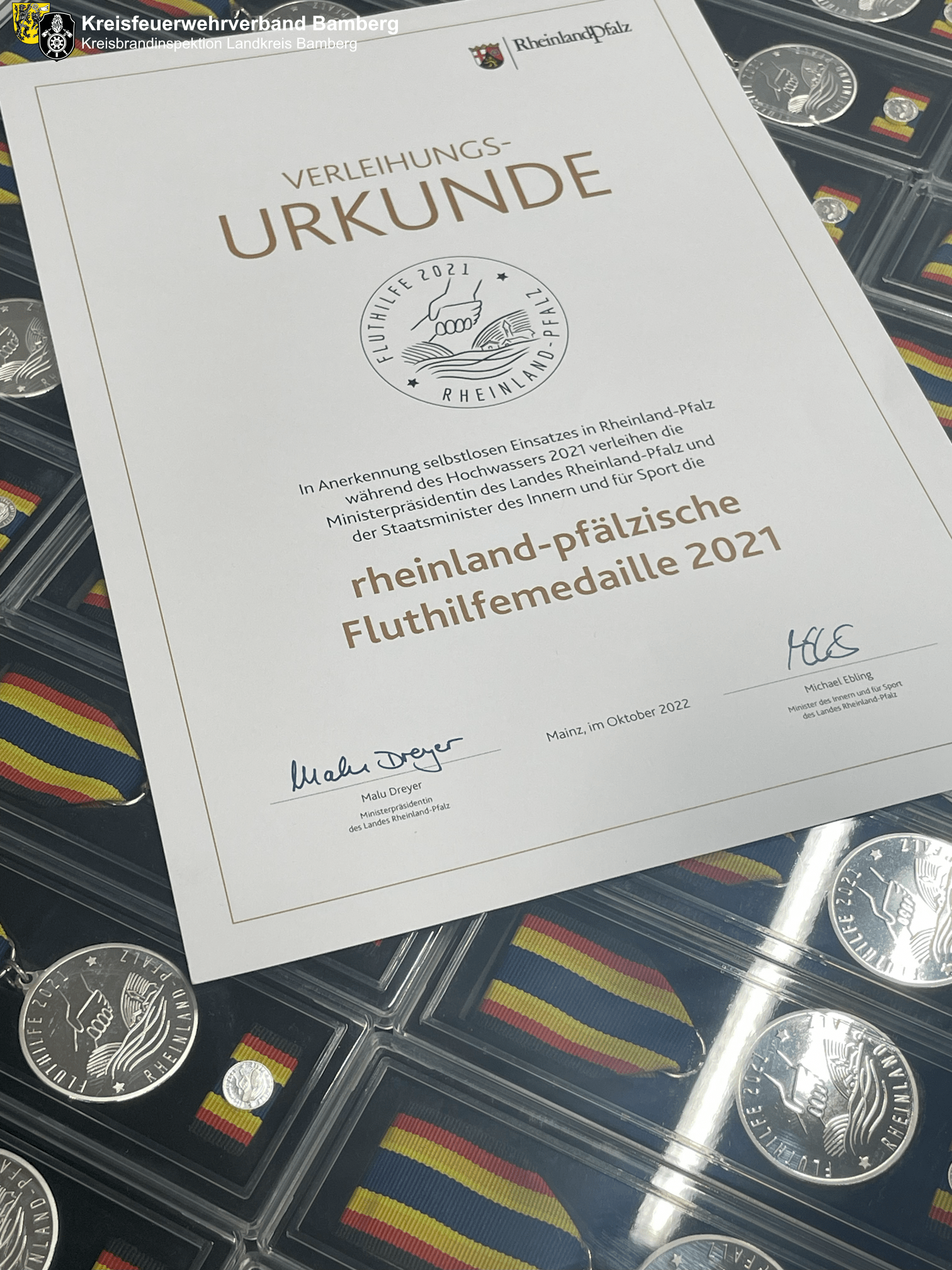 Verleihung der Fluthilfemedaille des Bundeslandes Rheinland-Pfalz